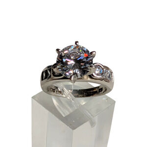 925 Sterling Silver Round Brilliant‎ Cut Engagment Ring 4.5ct Cubic Zirconia